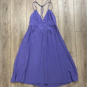 Gorgeous Rare Purple Empire Waist Silk Slip Dress - Size Small